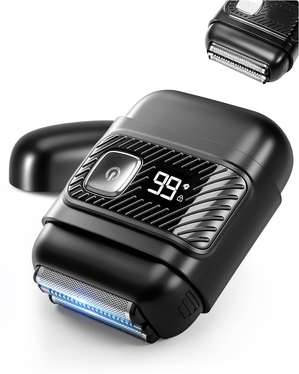 SnelShoppen - Elektrisch Scheerapparaat voor Heren - Mini Elektroscheerapparaat met USB-C Snelladen, 100 Minuten Looptijd, Waterdicht IPX7 voor Droog