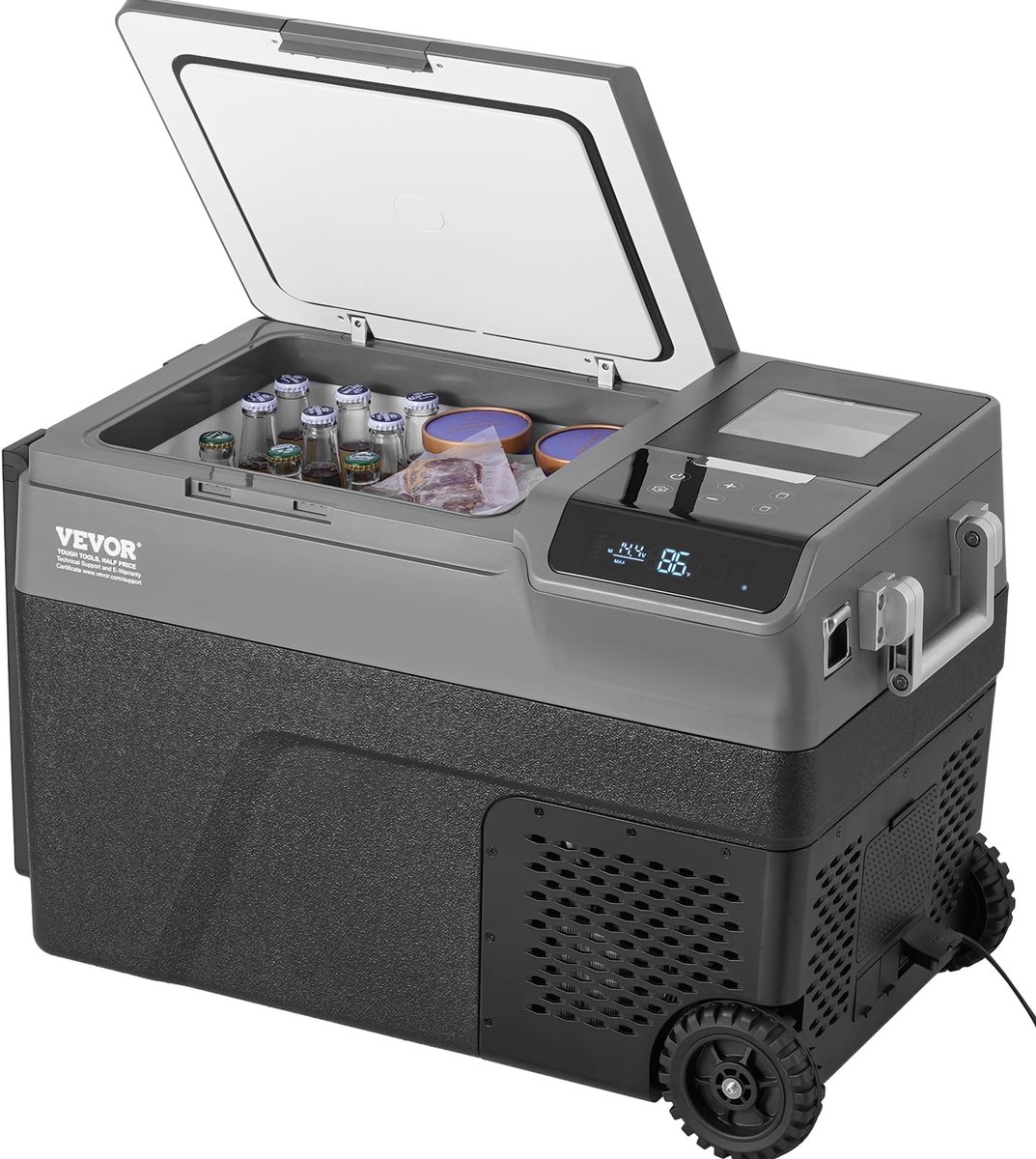 Draagbare autokoelkast - 12V koelbox/vriezer - 35L - Enkele zone - Temperatuurbereik -20°C tot 20°C - IJsblokjesfunctie - Met wielen - Voor auto, camper & camping