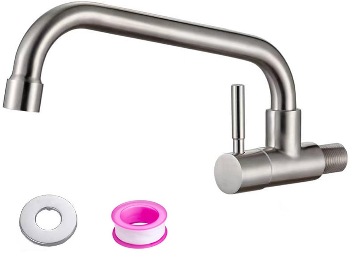 SnelShoppen - Moderne Wandmontage Draaibare Koud Water Kraan, Roestvrij Staal Keuken Bar Sink Tap, Draaibare Uitloop, Ideaal voor Keuken, Badkamer en