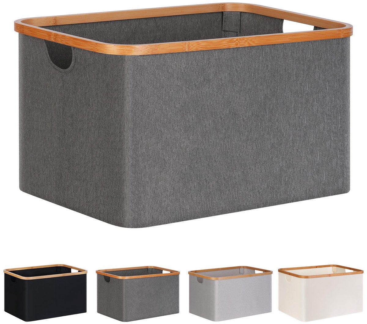 SnelShoppen - Efluky Opvouwbare Wasmand - Bamboestof Opbergmand voor Slaapkamer en Badkamer - 60 Liter, Grijs - Duurzaam, Compact, Ideaal voor Huis en