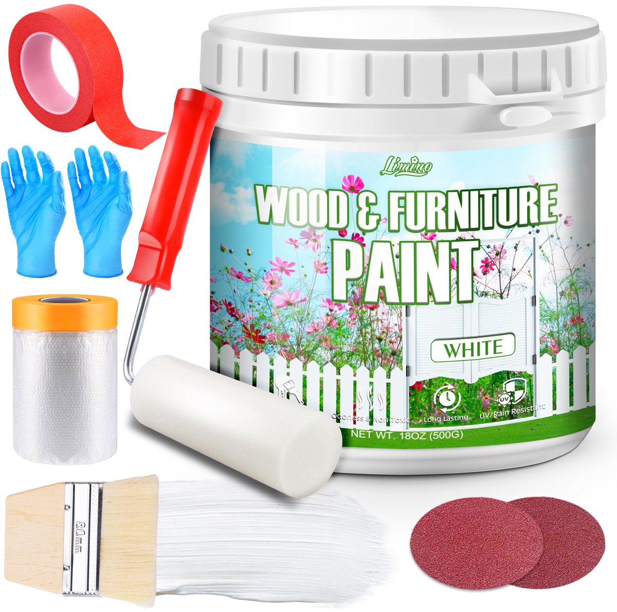 SnelShoppen - Houtverf meubelverf 500 g witte houtlak voor meubels, kasten, deuren, eettafels, stoelen, mat op waterbasis, niet giftig, geurloos, snel