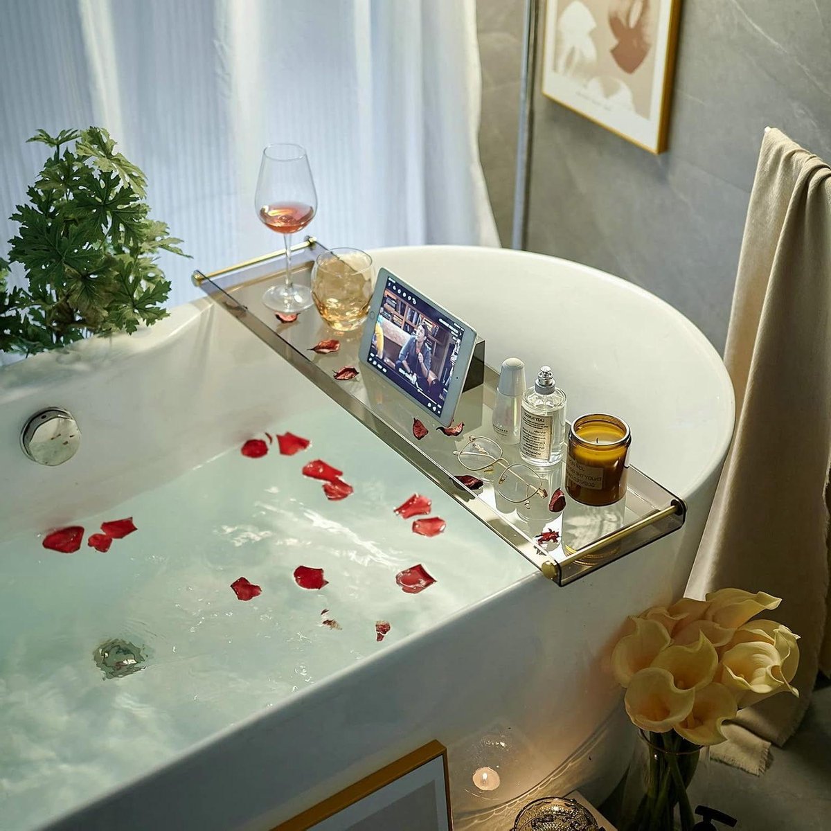 Bad Caddy Tray - Bad Tafel Plank - Ontspannen in Bad - Waterafstotend Acryl - 80 cm - Zwart