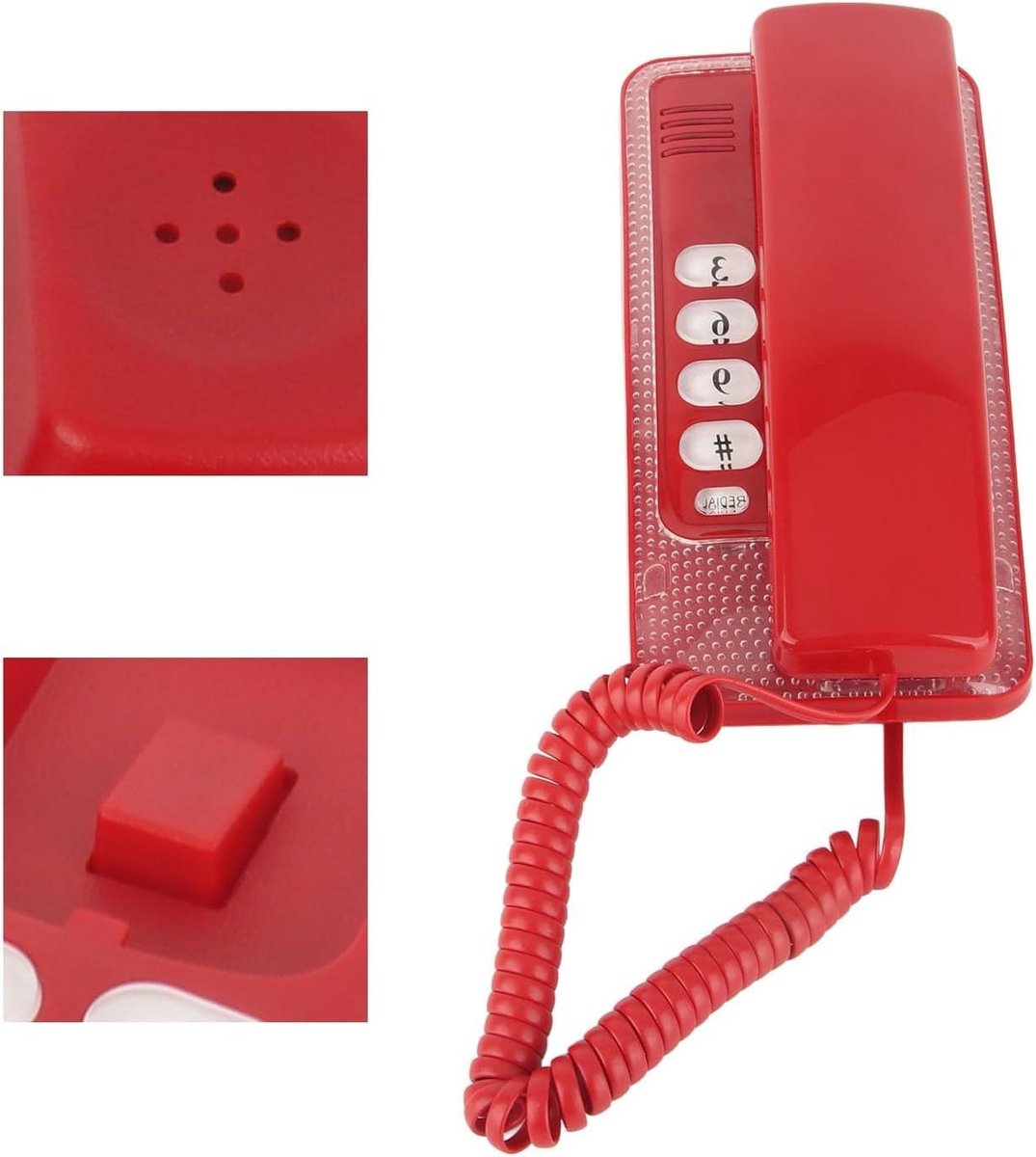 Vaste Telefoon Wandmontage - Huistelefoon Bedraad - Communicatie Thuis - Quick Flash Functie - 19 x 9 x 8 cm