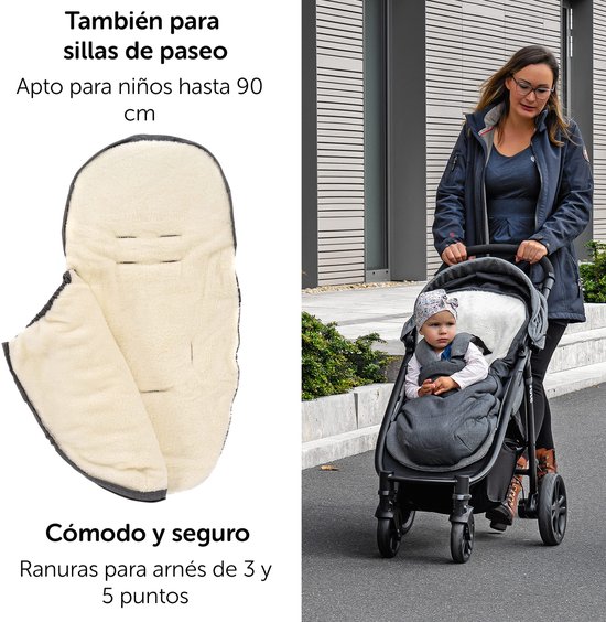 Universele voetenzak voor babyzitje, kinderwagen kuip en buggy, 2-in-1 wintervoetenzak en zitkussen van behaaglijk fleece, babyvoetenzak met tas, grijs van Universele — afbeelding 3