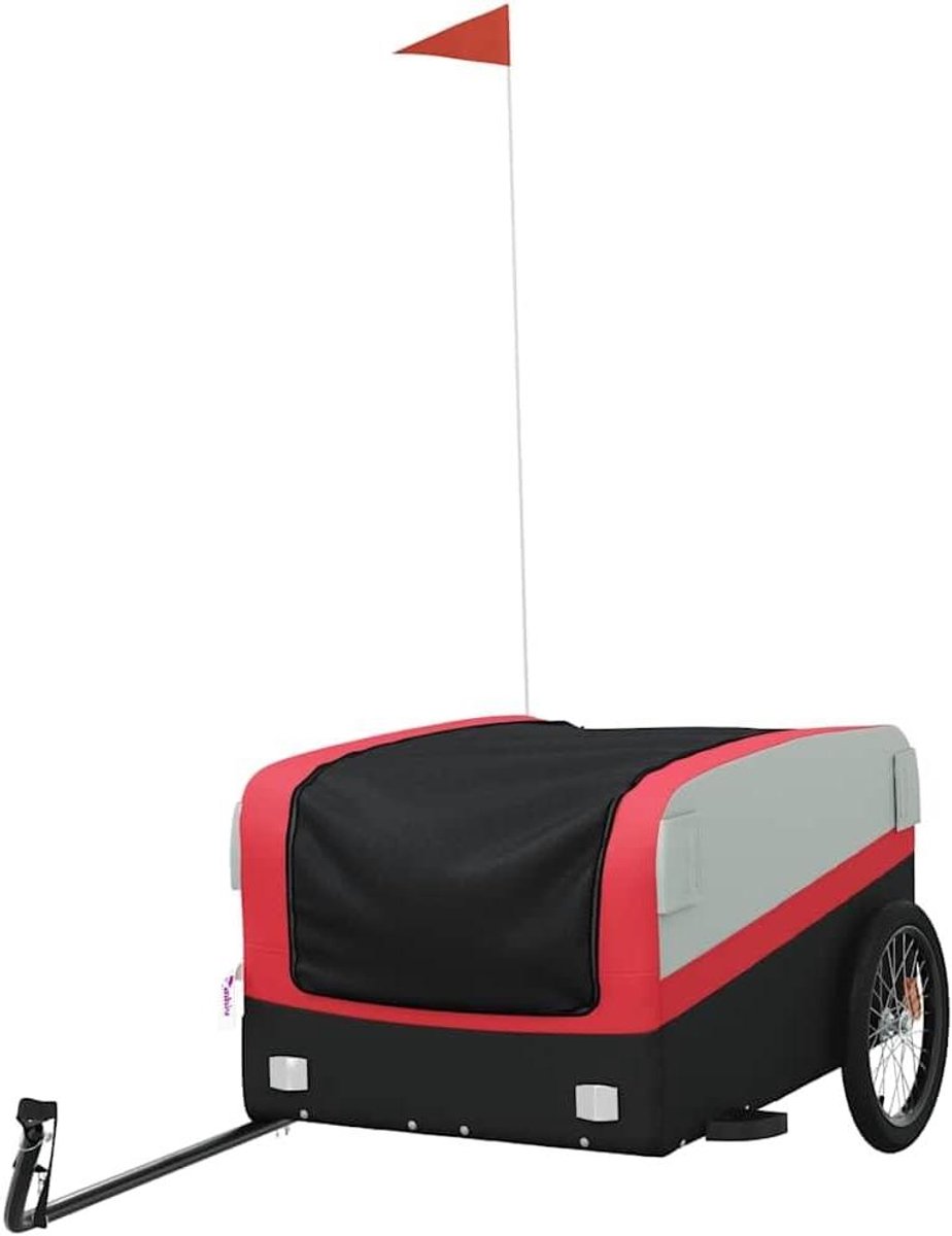 Fietskar - Transportwagen Trolley - Zware Goederen Vervoer - Robuust IJzeren Frame - 45 kg Draagvermogen - Zwart Rood