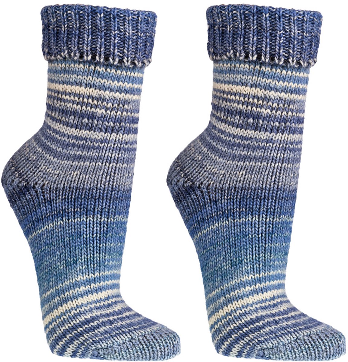 6 Paar Socks4fun Scandinavische Sokken - Wol - Jeans Blauw