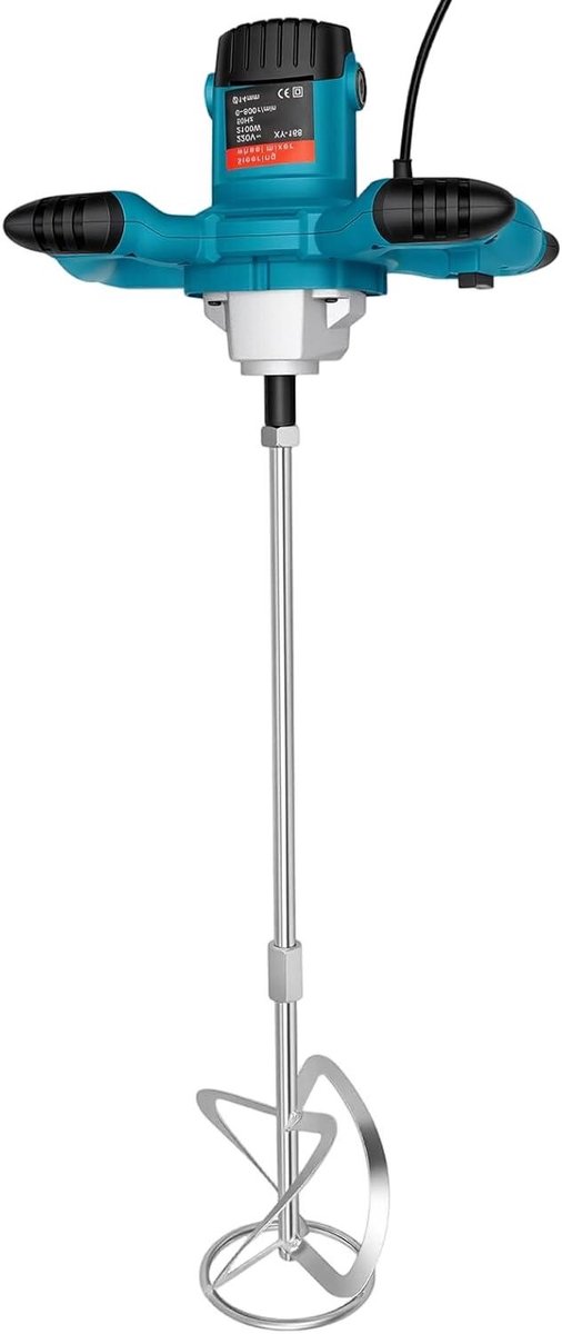 Mortelmixer Elektrisch - Betonmixer Handheld - Materiaal Mengen - 6 Versnellingen Instelbaar - 2100 Watt - Lichtblauw