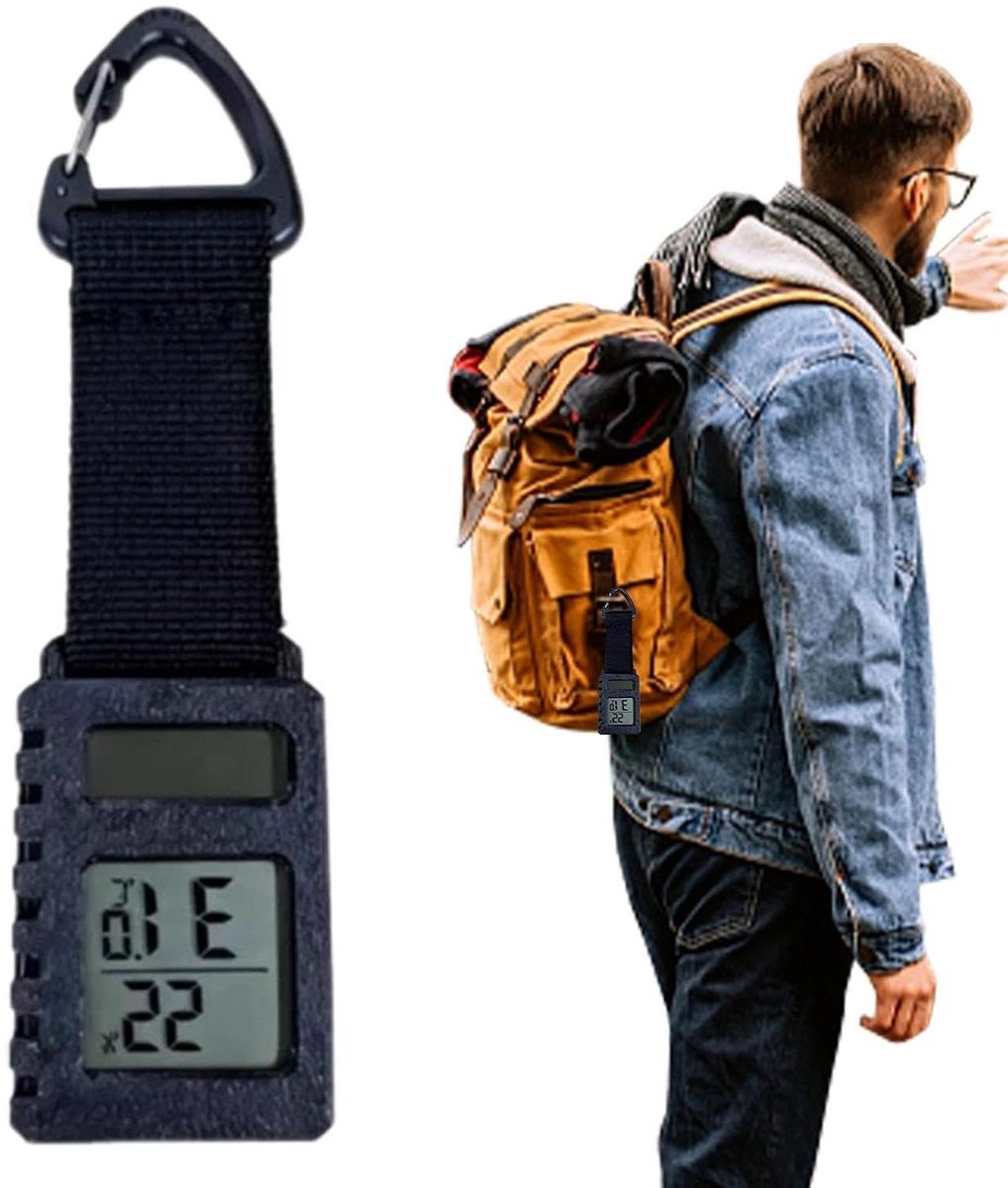 Temperatuur Monitor - Vochtigheidsmeter Outdoor - Buiten Avonturen - Zonne-energie Aangedreven - Compact Formaat - Zwart