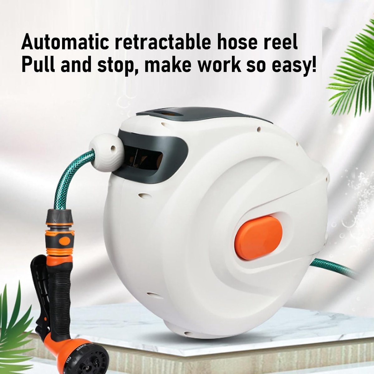 Automatische Waterslanghaspel - Intrekbare Tuinslang - Tuin Besproeien - Eenvoudige Opslag - 10 meter - Grijs