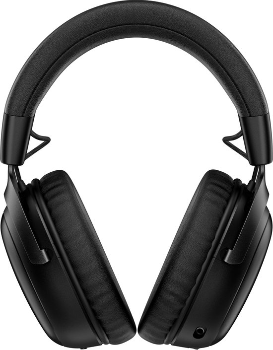 Zwarte over-ear gaming headset, frontaal aanzicht.