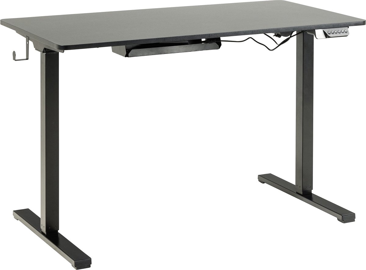 SnelShoppen - In hoogte verstelbaar bureau elektrisch - Cajsa bureautafel met 4 voorinstellingen, USB-C, zwart, 120x73x60 cm - Perfect voor thuiswerk,