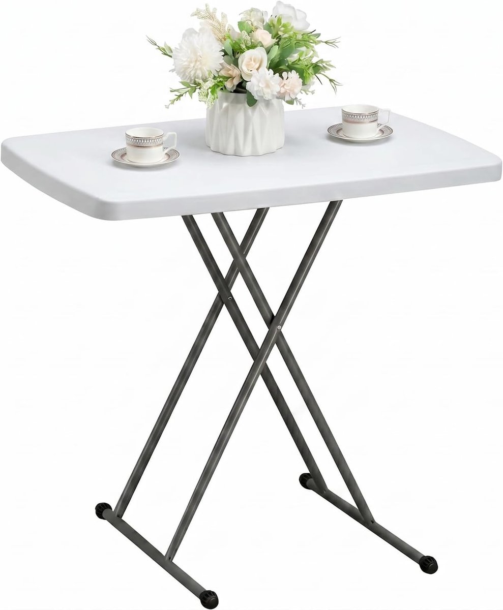 SnelShoppen - Klaptafel Campingtafel 76cm, Vierkante Picknicktafel met Handvat voor Tuin, Barbecue, Feest, Buiten & Binnen, Stevige Keuken Tafel