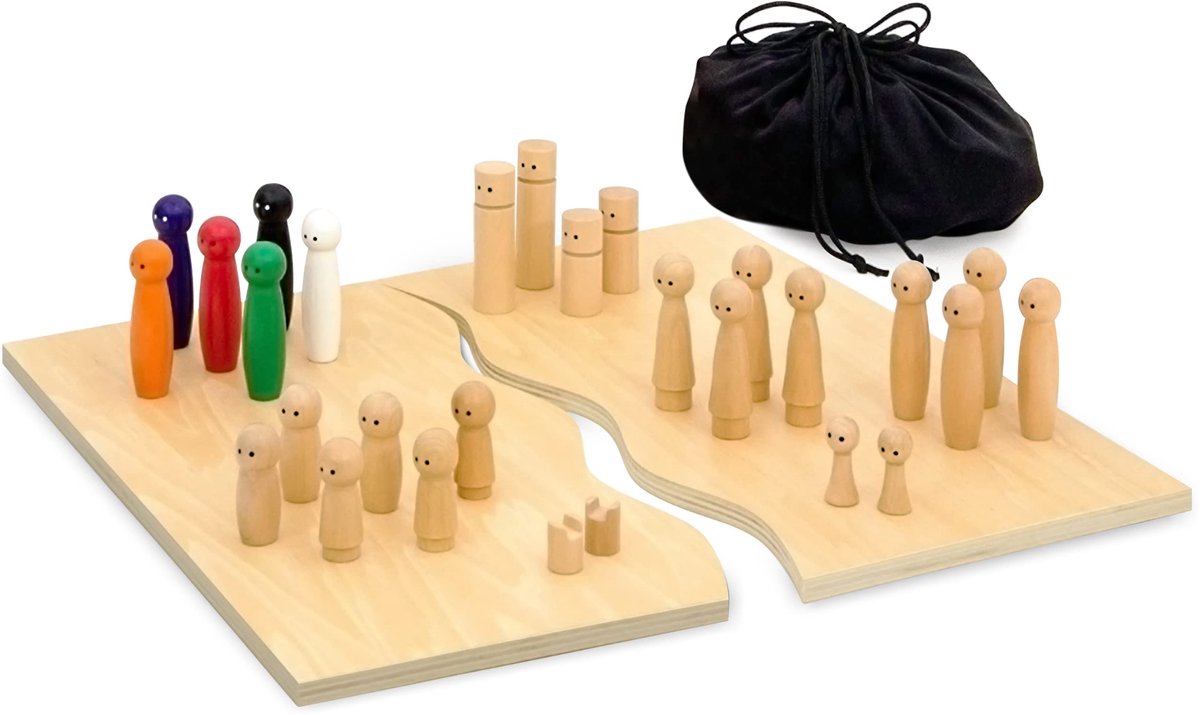 Dailygoods- Familieplank - Systeemplank van hoogwaardig hout - 32 Delen - Inclusief opbergdoos - Geschikt voor coaching - Effectief bij externalisatie - Systeembord