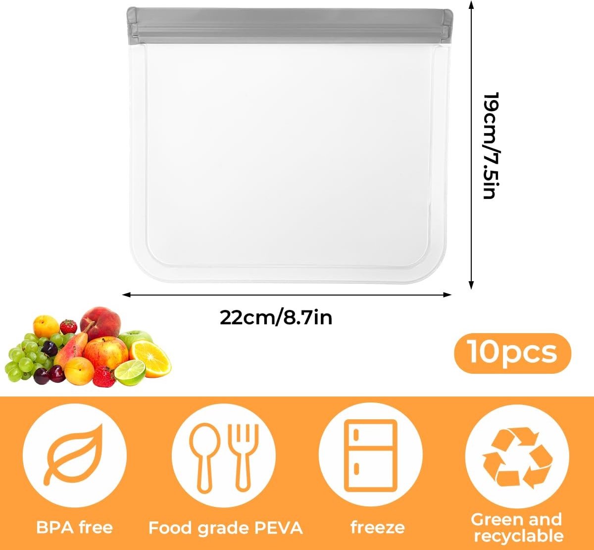 Dailygoods- Vrieszakken 10 Stuks - Herbruikbare Siliconen - Waterdicht - Lekvrij - BPA-vrij - Geschikt voor Voedsel - Opbergzakken — cadeau in Cadeau-ideeën - foto 6