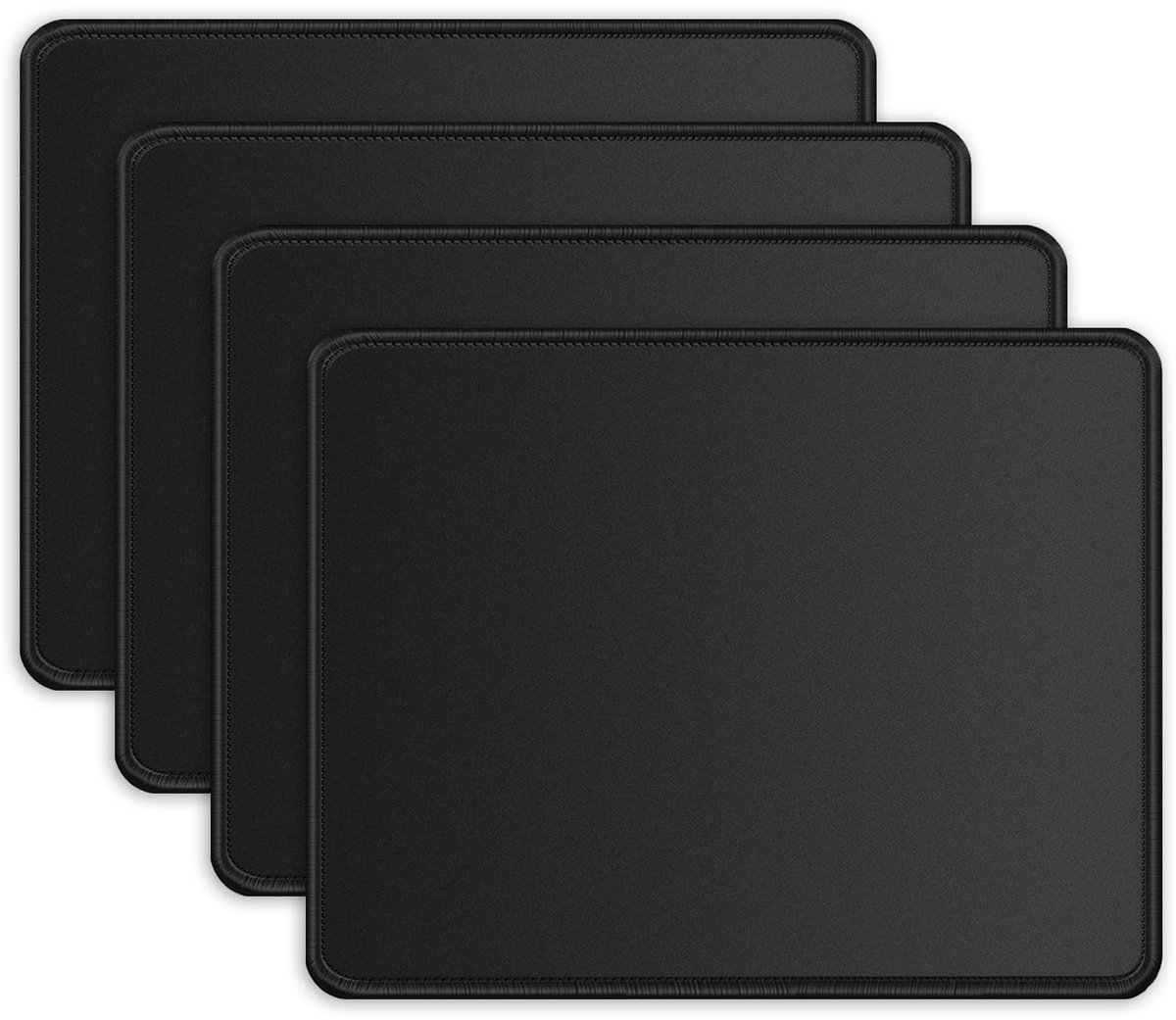 Dailygoods - Premium Mouse Pad Set met Gestikte Randen - 4 Stuks, Zwart, Wasbaar