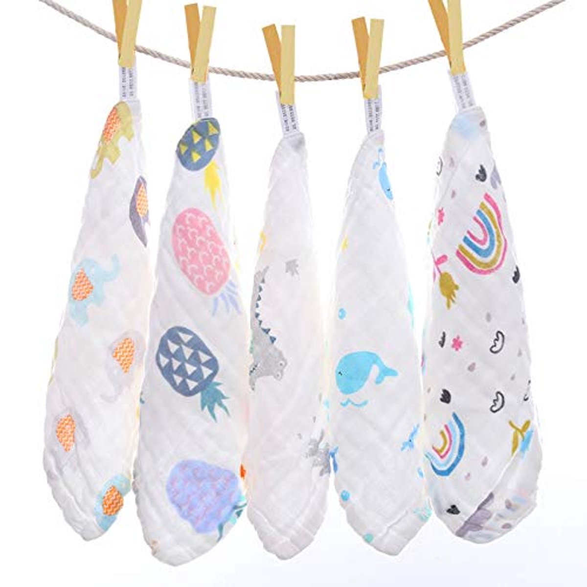 Dailygoods - Baby Mousseline Washandjes - 100% Biologisch Katoen, 5 Stuks