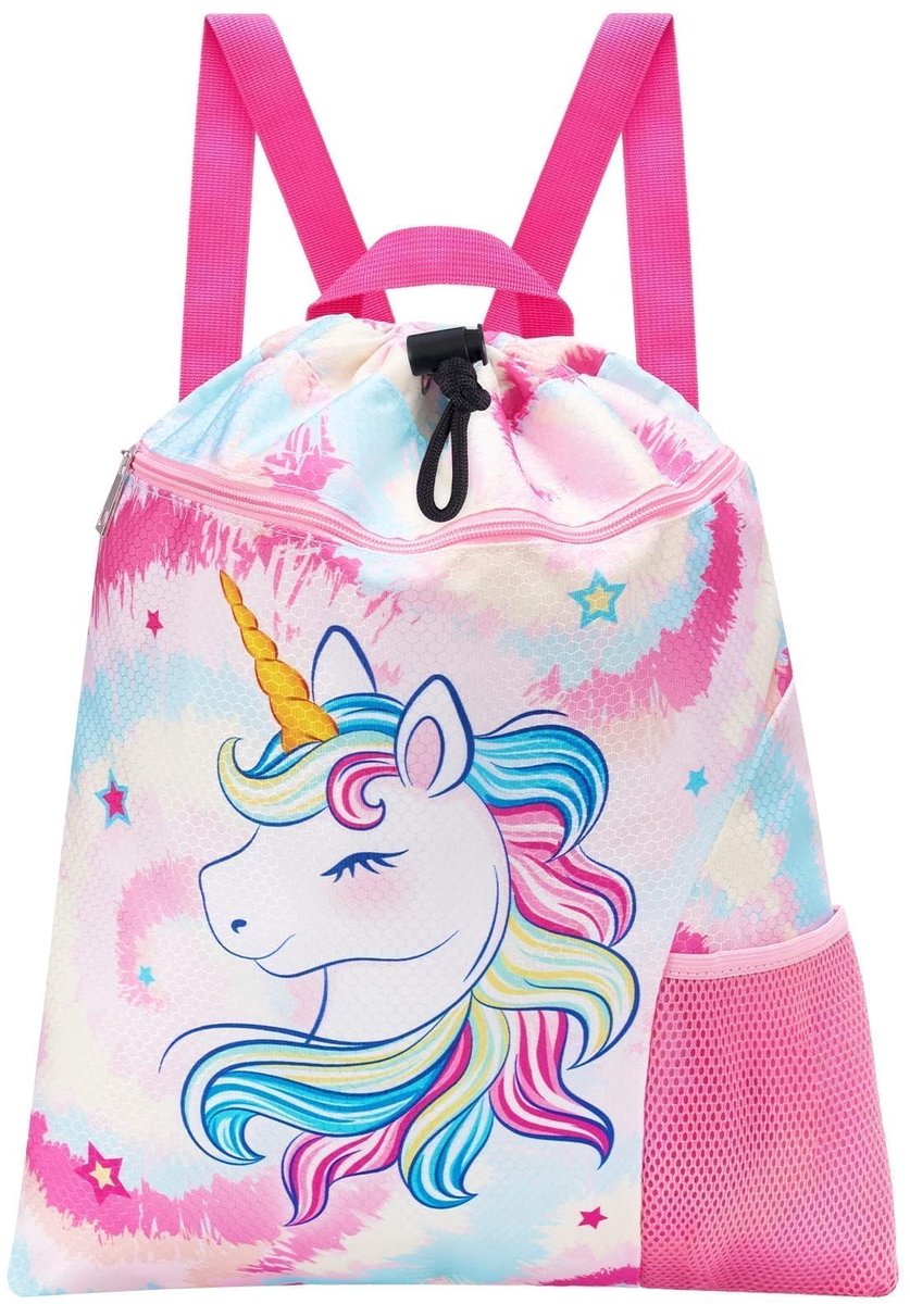 Dailygoods - Gymnastiekrugzak voor Kinderen - Roze Eenhoorn, Waterdicht