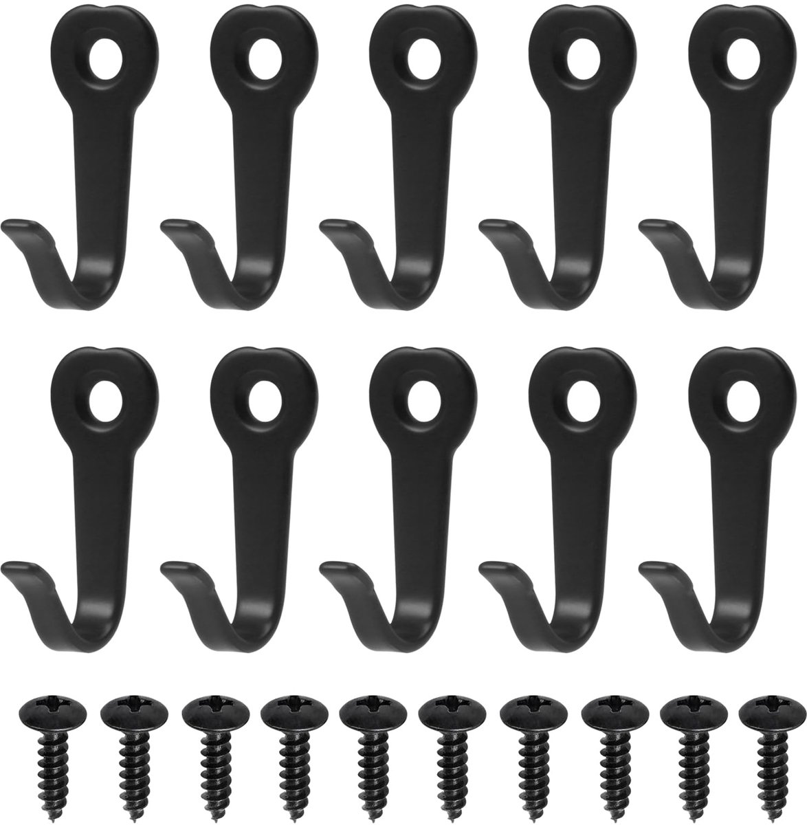 Dailygoods - 10 Stuks Zwarte IJzeren Sleutelhaken - Muurhaken voor Kleding en Accessoires