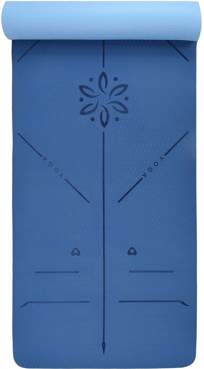 SnelShoppen - Milieuvriendelijke Yogamat TPE - Non-Slip Dikke Yogamat met Body Alignment Lines - Perfect voor Pilates, Workout, Gym en Fitness
