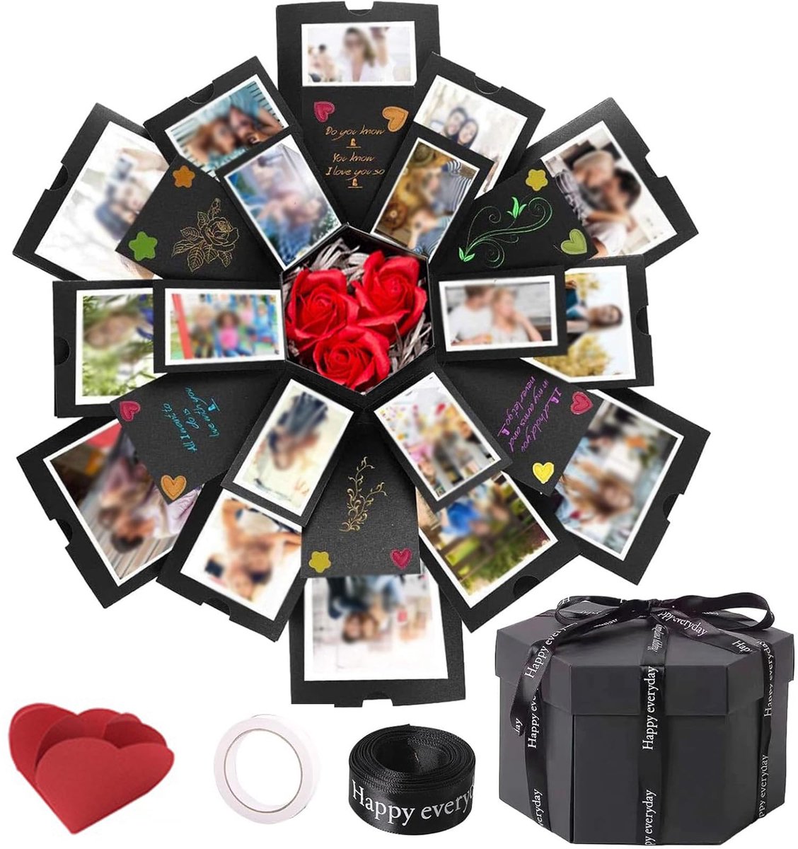 Dailygoods - Explosion Box met Ribbons - Persoonlijke Verrassing voor Elke Gelegenheid