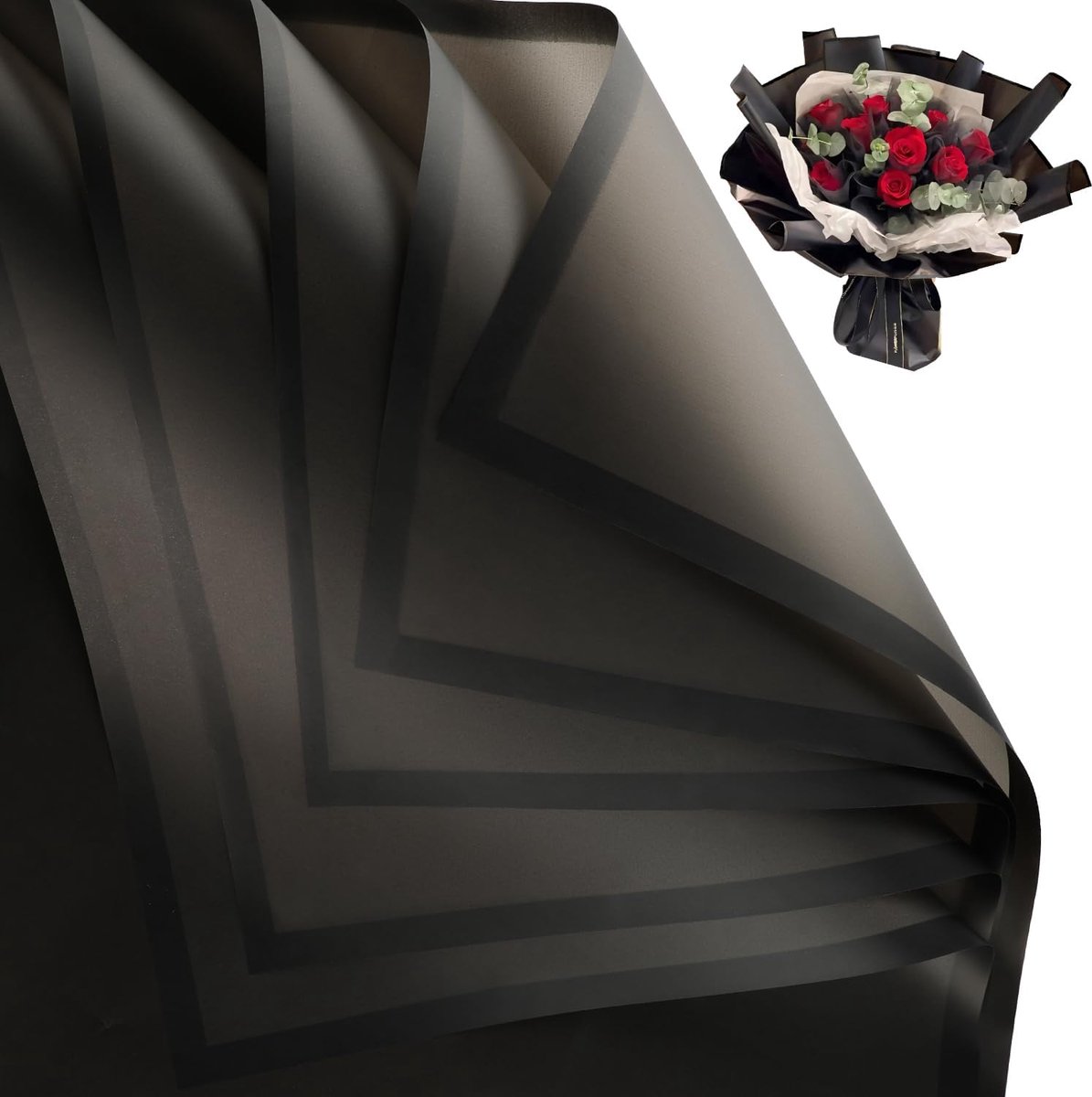 Dailygoods - 20 Stuks Waterproof Bloemen Inpakpapier - Decoratief voor Bruiloften en Feesten (Zwart)