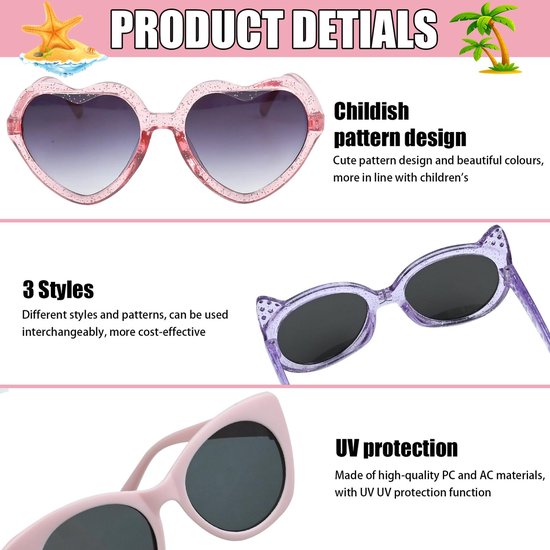 Dailygoods - 3 Kids Zonnebril Meisjes - Leuke Zonnebrillen voor Kinderen Leeftijd 3-8 van Dailygoods — afbeelding 4
