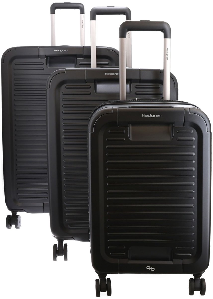 Hedgren trolley Raku Yuno Set S / M+ / L+ Black zwart 55cm