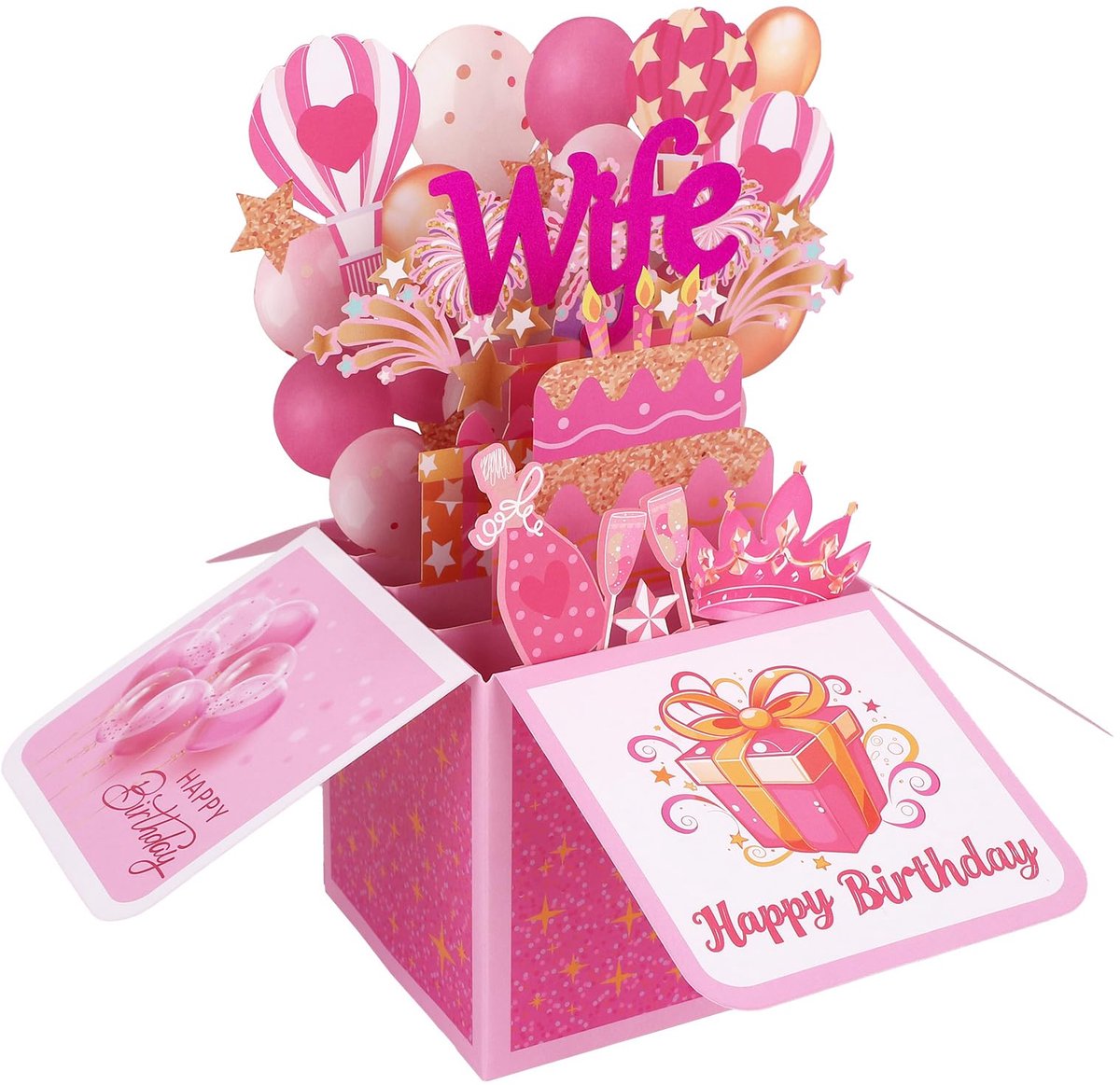 Dailygoods - Happy Birthday Pop-Up Kaart - 3D Verjaardagswenskaart met Envelop