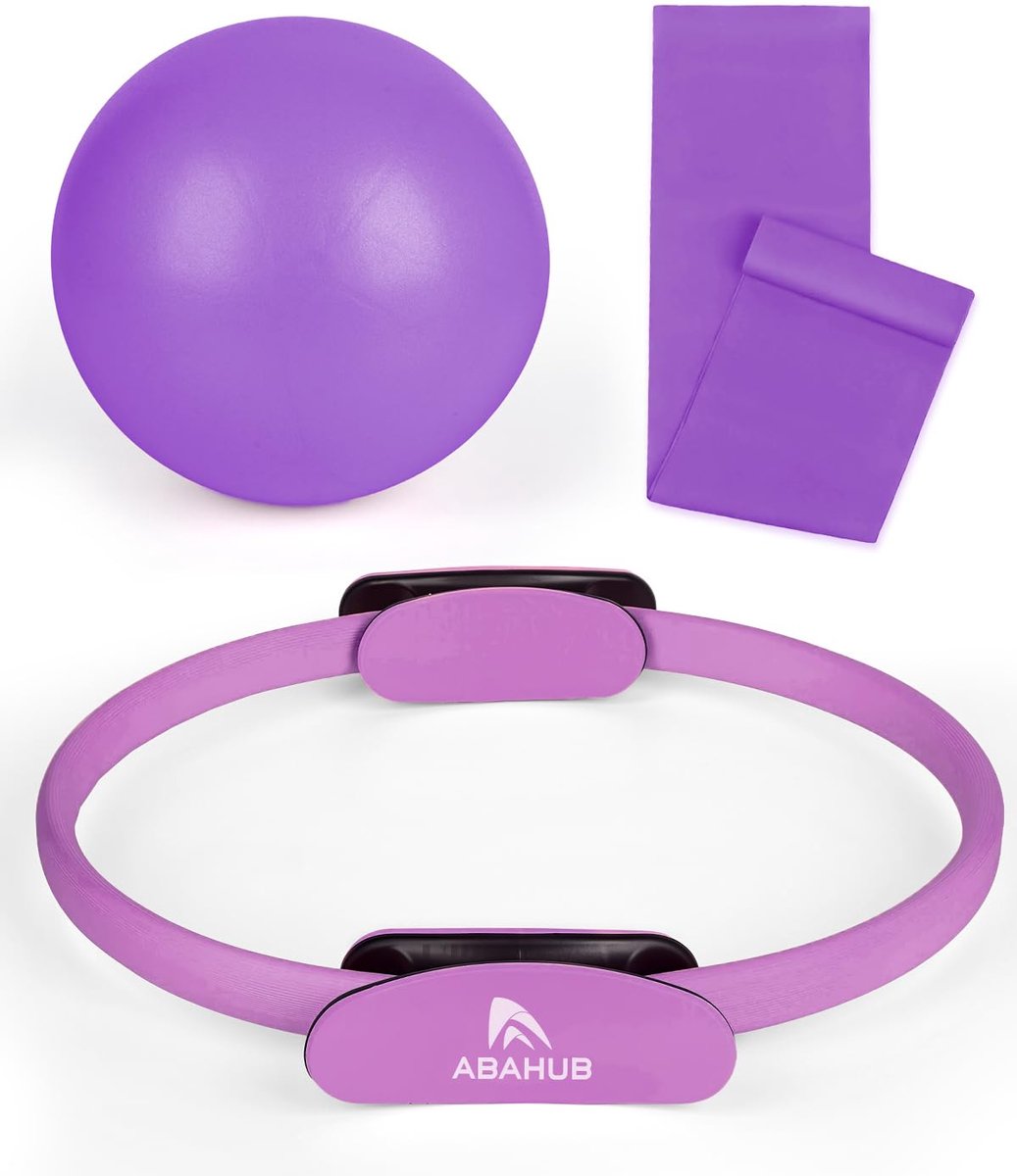 Dailygoods - Pilates Ring Set - 3-delige Set met Magic Circle en Stretchbanden - Paars