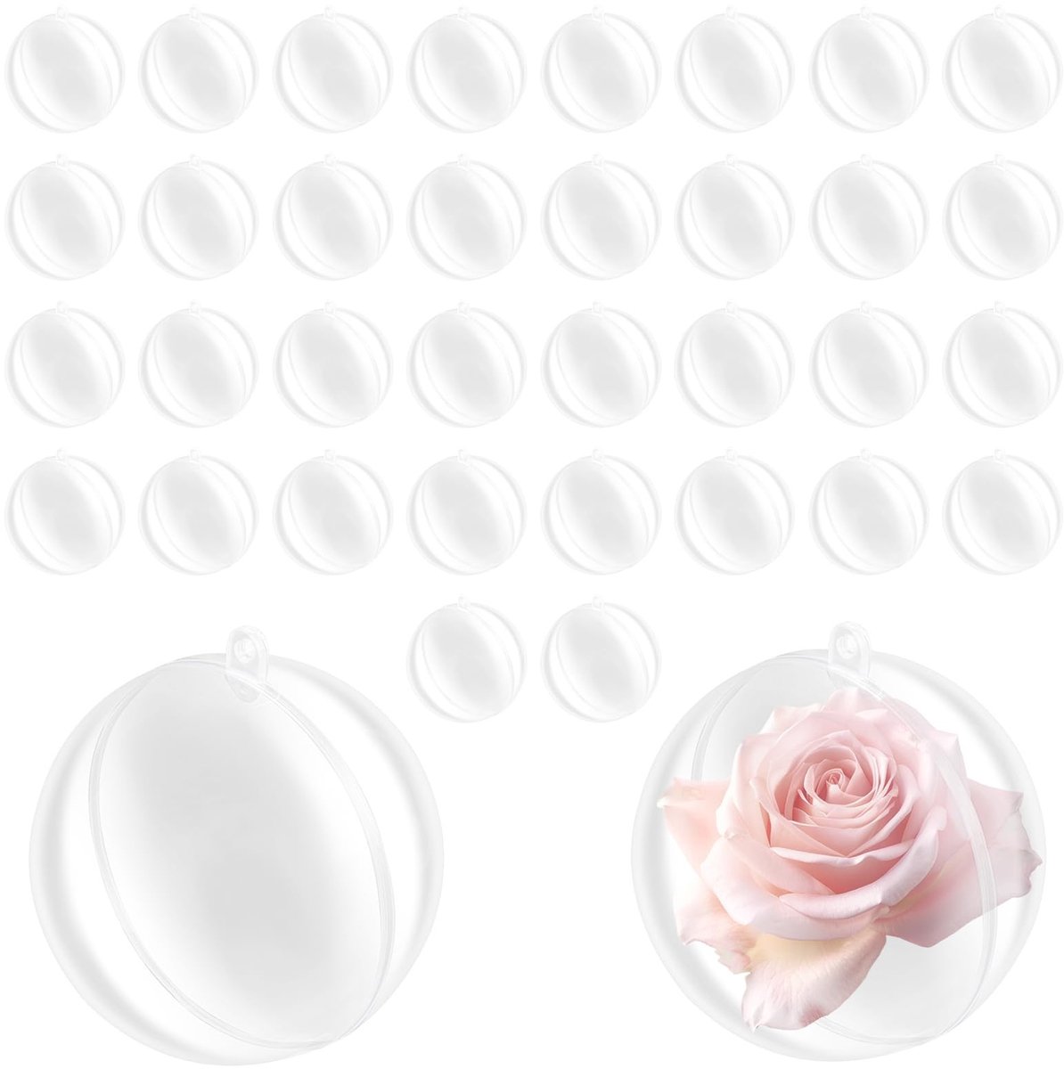 Dailygoods- Acrylballen 8 cm - 40 Stuks - Transparante Decoratie Ballen - Doorzichtige Kunststof Ballen - DIY Kerstboomdecoratie - Hoogwaardige Afwerking - Decoratieballen