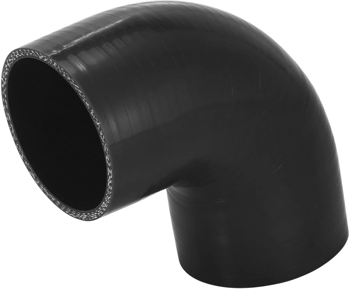 Dailygoods - 90 graden Koppeling Siliconen Slang - 70mm Binnendiameter Zwart