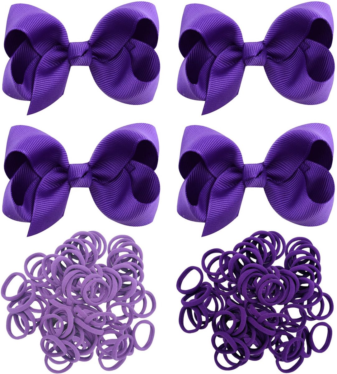 Dailygoods - 54 stuks paarse haaraccessoires - Elastische haarspelden en strikken voor dames