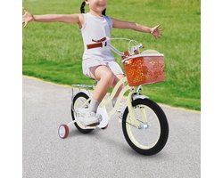 Kinderfiets Meisjes - Loopfiets Oefenfiets - Leren Fietsen - In Hoogte Verstelbaar - 14 inch - Beige