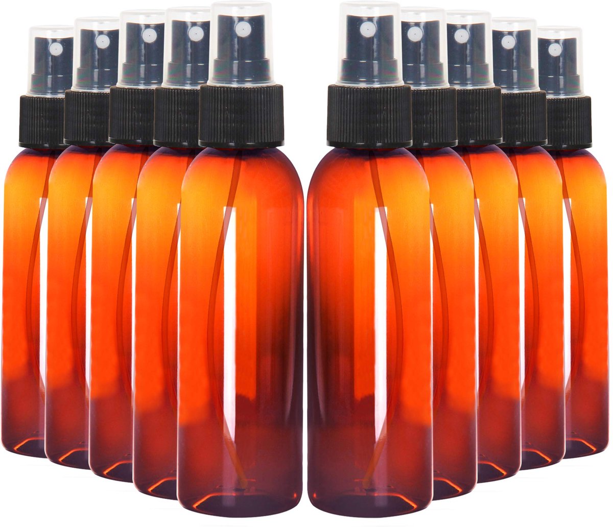 Dailygoods - 10 Stuks 120ML Reiskleurige Sprayflessen - Mini Plastic Vernevelaar (Amber, Groen)