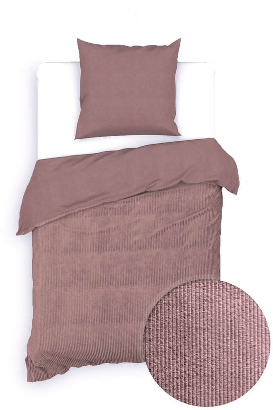Zohome Dekbedovertrek Velluto-a-Coste - Effen Bedlinnen - 240x220 - Roze - Dekbedhoes van Polyester / Katoen van Zohome — afbeelding 2