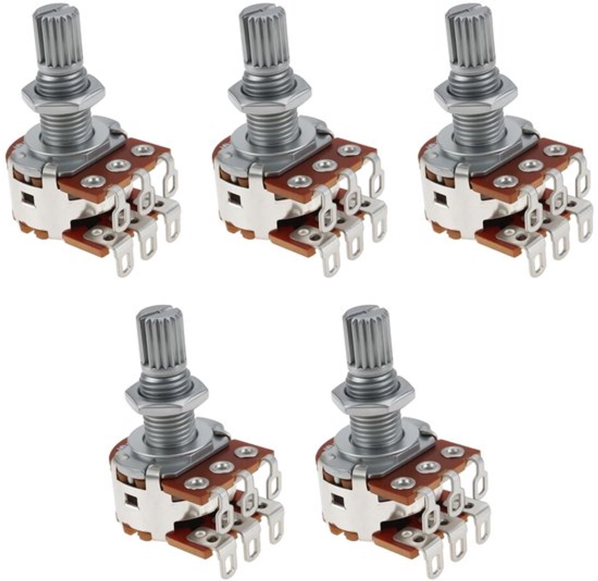 - Mini potentiometers - 5 stuks - voor elektrische gitaar - balans potentiometers - 250K M7 - ideaal voor basgitaar - compact formaat