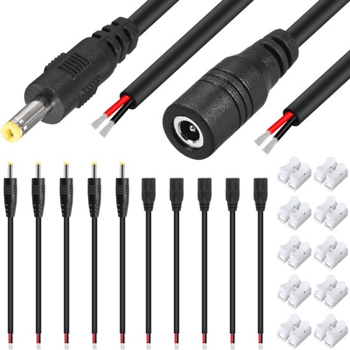 Pigtail kabelset - 10 stuks - Geschikt voor camera's en LED-lampen - 4 mm x 1,7 mm - Duurzaam - Hoogwaardige kabels - Perfect voor verbindingen