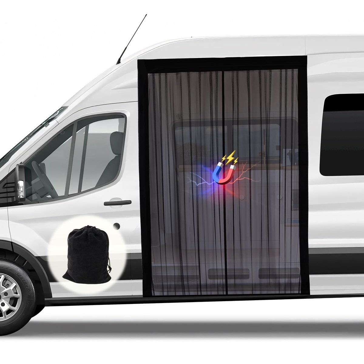 Dailygoods- Vliegengordijn met magneet - Vliegengordijn voor auto - Bescherming tegen insecten - Volledige magnetische adsorptie - Geschikt voor Mercedes Sprinter en Volkswagen Crafter - Ideaal voor kamperen - Muggengaas