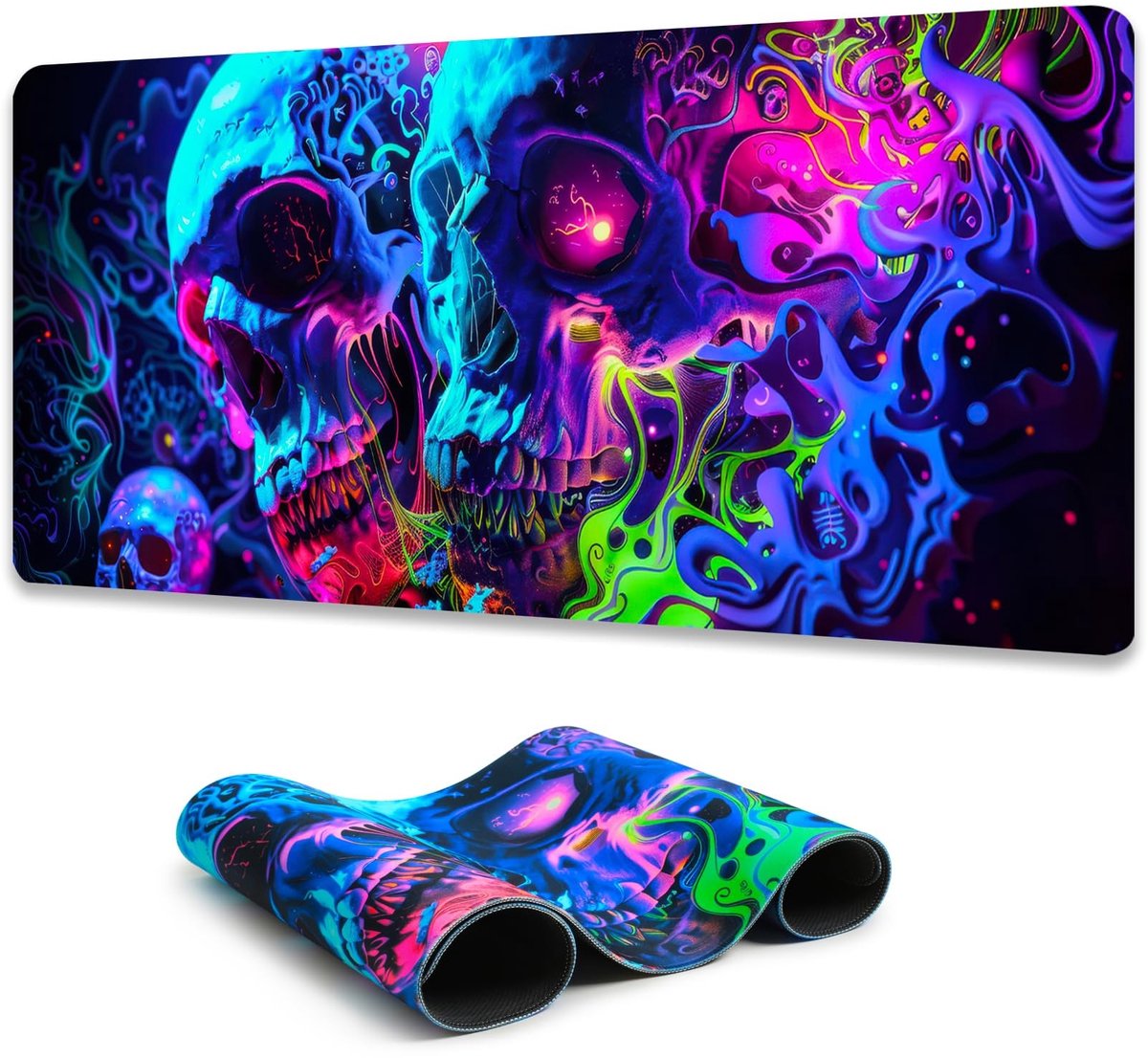 Dailygoods - Horror Skull Muismat - Glow-in-the-Dark Gaming Desk Mat 80 x 30cm