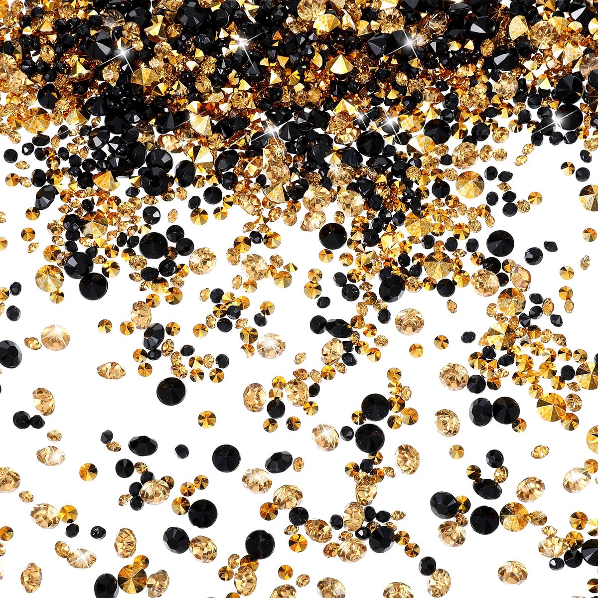 Dailygoods - Heldere Sprinklekristallen - Zwarte en Gouden Acryl Diamanten voor Tafeldecoratie