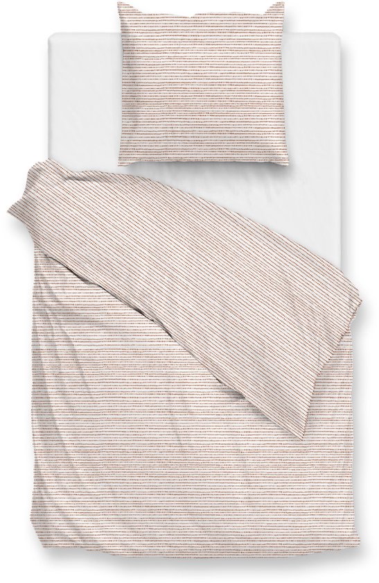 Zohome Striscia Dekbedovertrek - 100% Katoen-Perkal - 240x220 - Beige van Zohome — afbeelding 3