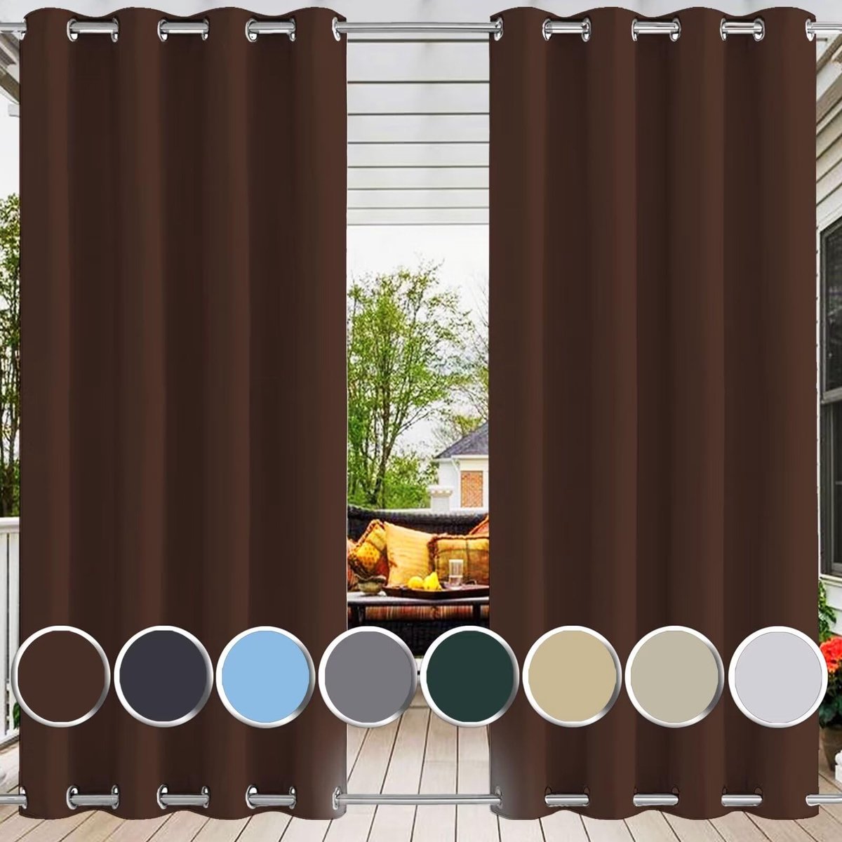 Dailygoods - Weerbestendig Outdoor Gordijn Bruin met Oogjes - 90B x 200H cm