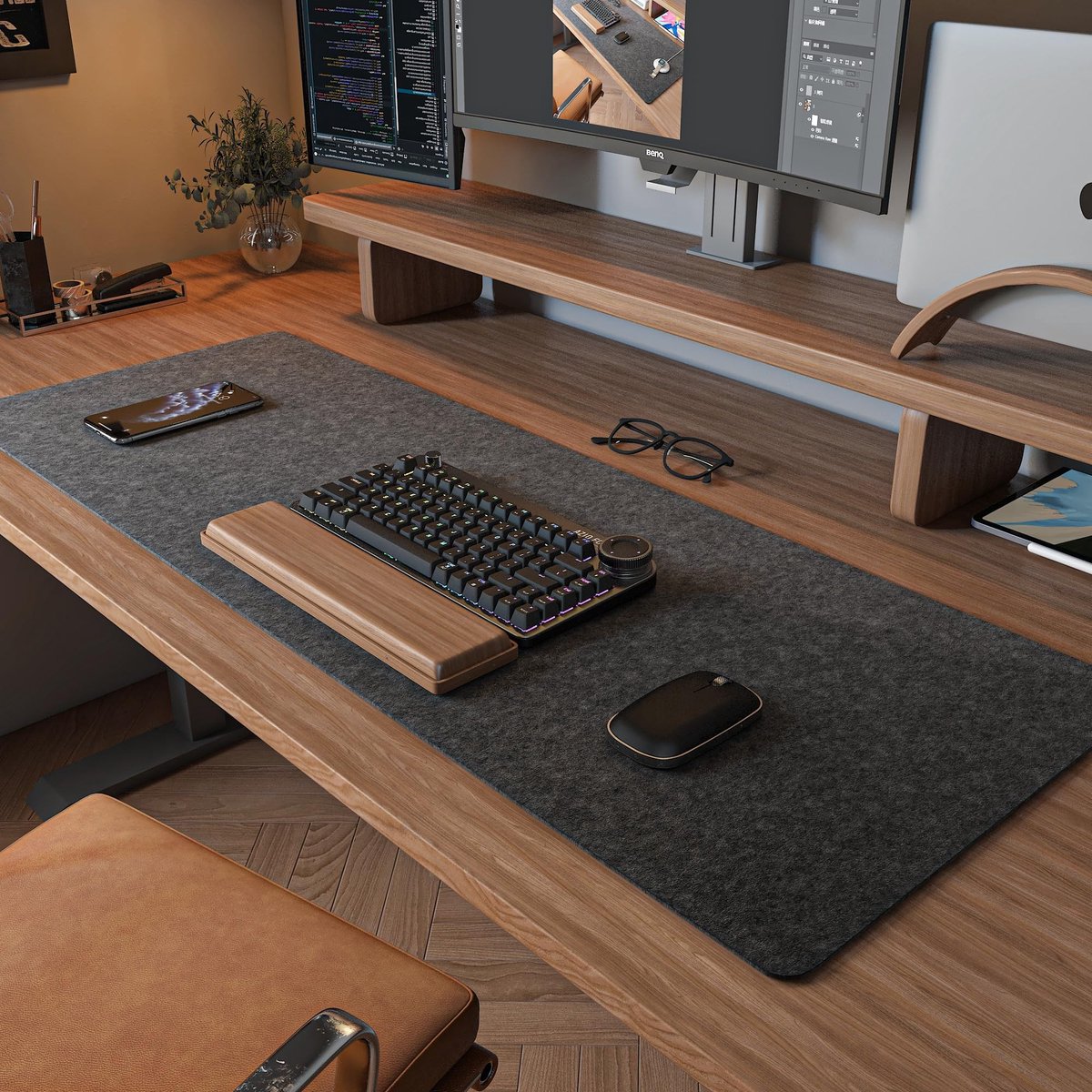 Dailygoods - Felt Desk Pad Computer Mat - Grote Vilt Bureau Mat (96 x 30 cm) voor Toetsenbord en Muis