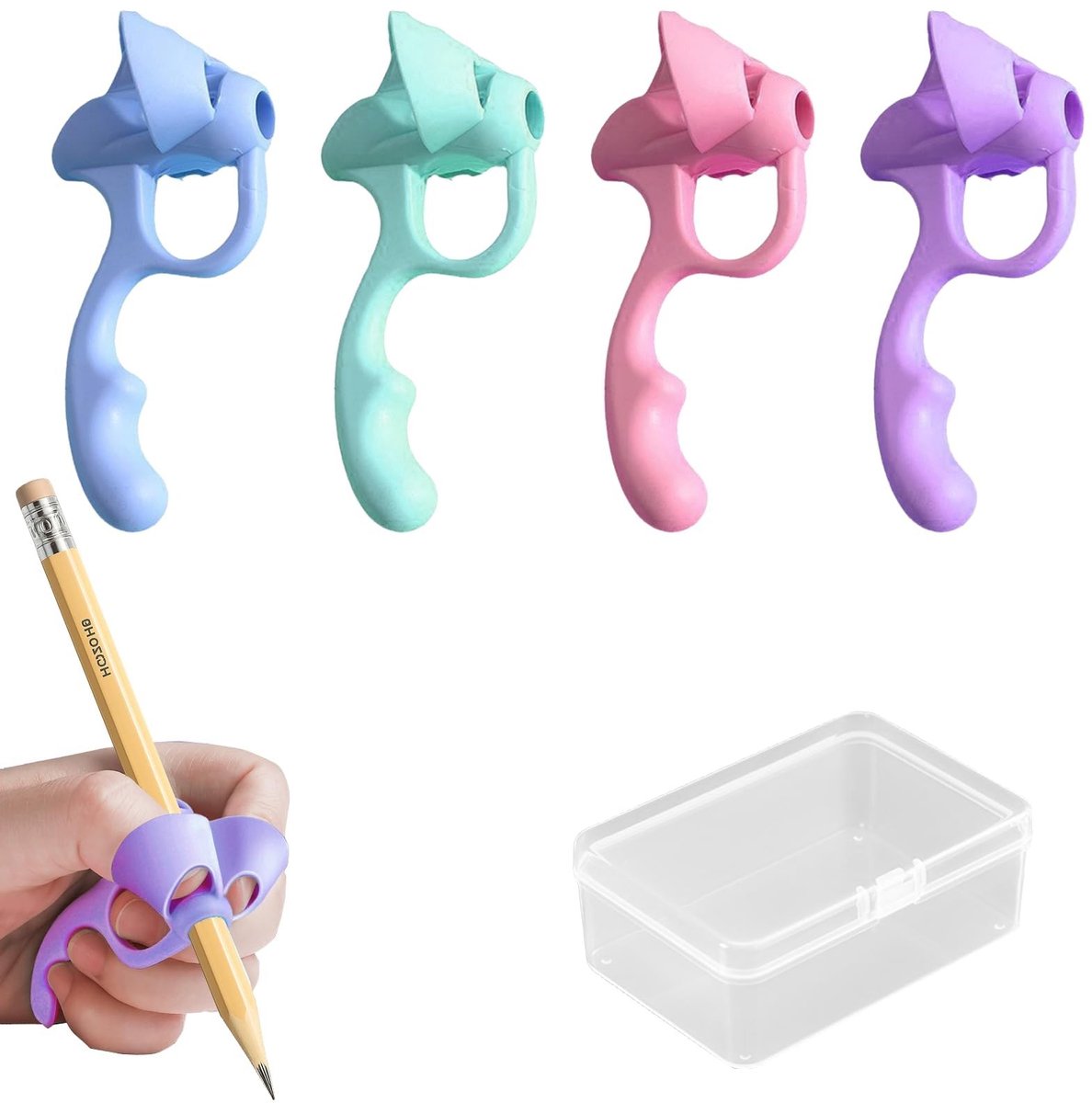 Dailygoods- Schrijfhulp 4 Stuks - Ergonomische Penhouder - Siliconen Greepverdikking - Ondersteuning Greephouding - Verbeterd Handschrift - Comfortabel en Duurzaam - Potloodhouder