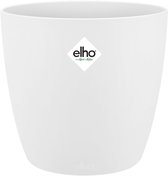 Elho Brussels Rond 25 - Pot De Fleurs pour Intérieur - Plastique 100% recyclé - Ø 24.3 x H 23.2 cm - Blanc