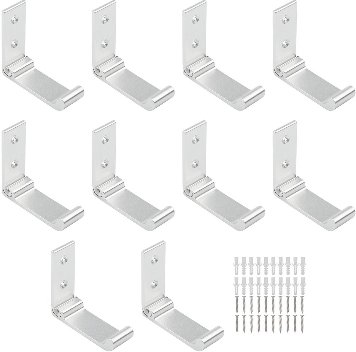 Dailygoods - 10 Pack Opvouwbare Wandmontage Hoofdtelefoon Houder - Aluminium Wandhaken voor Organisatie