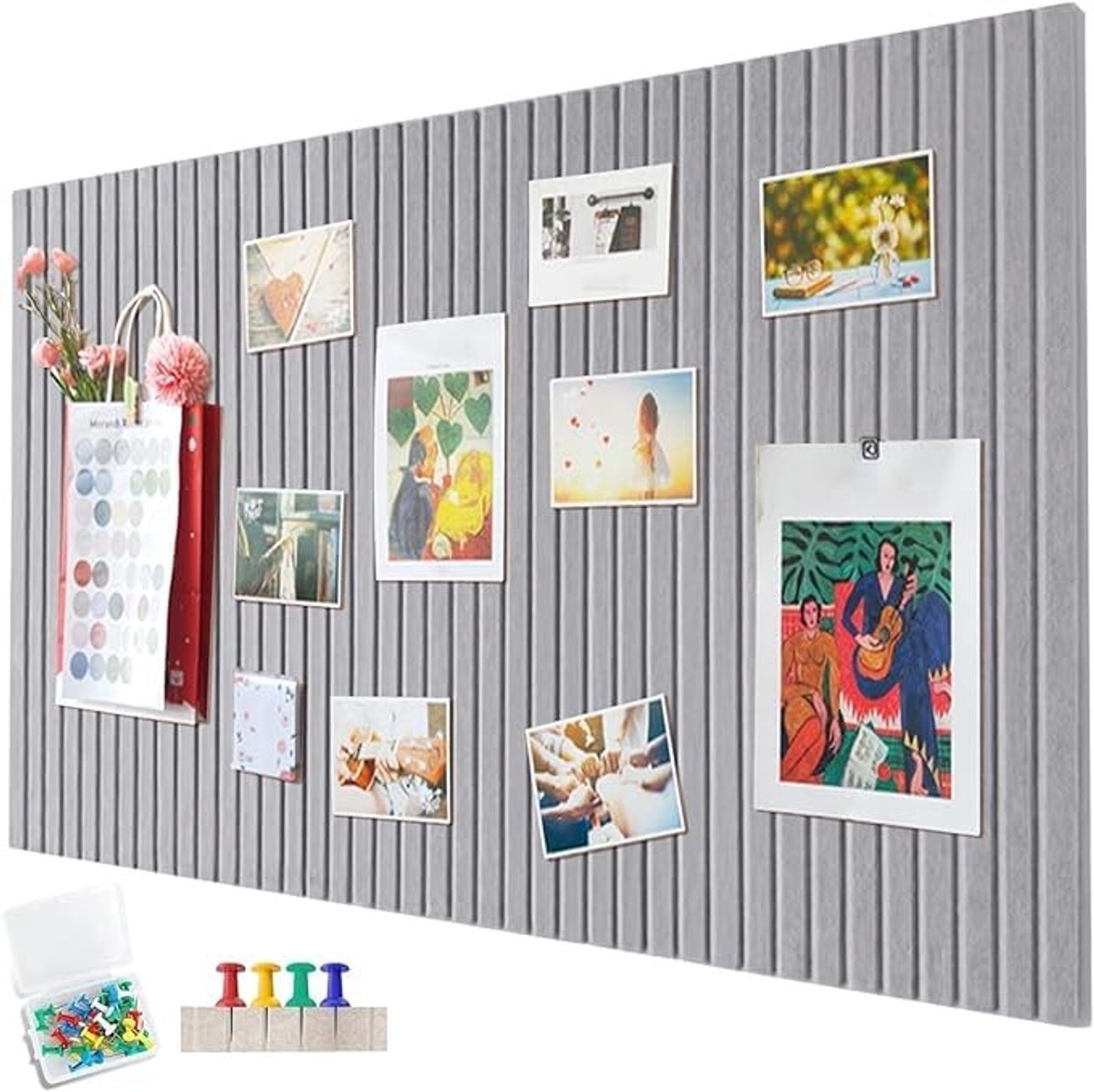 Dailygoods - Grijs Vilt Prikbord voor Kantoor, School en Keuken - Memoborden en Fotomuren