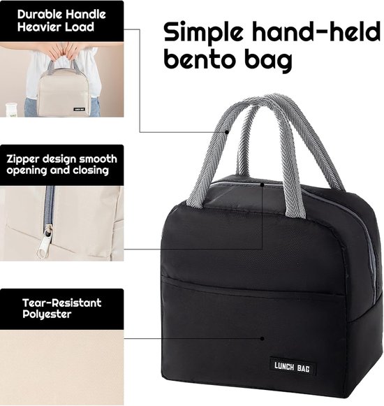 VHV-Geïsoleerde Lunchtas 5L - Herbruikbare Thermische Koeltas voor Dames en Heren - Waterdichte Lunchbox Tas met Lekvrij Futter - Ideaal voor Werk, School en Picknick - Zwart van Vhv — afbeelding 2