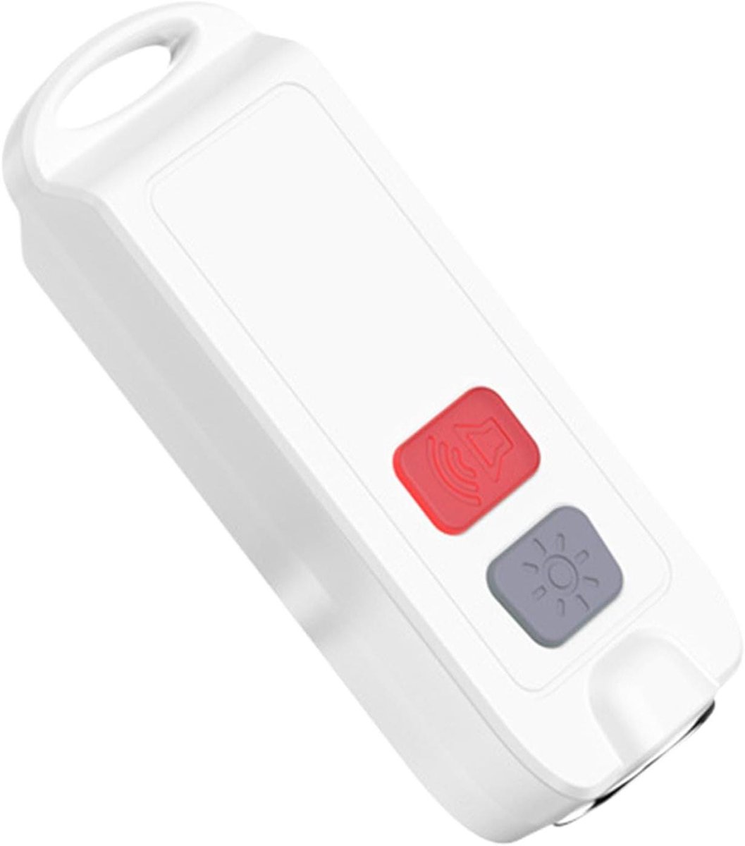 Persoonlijk Alarm - Veiligheidssirene Sleutelhanger - Persoonlijke Veiligheid - 130dB Geluid - 6.5 x 2.5 cm - Wit