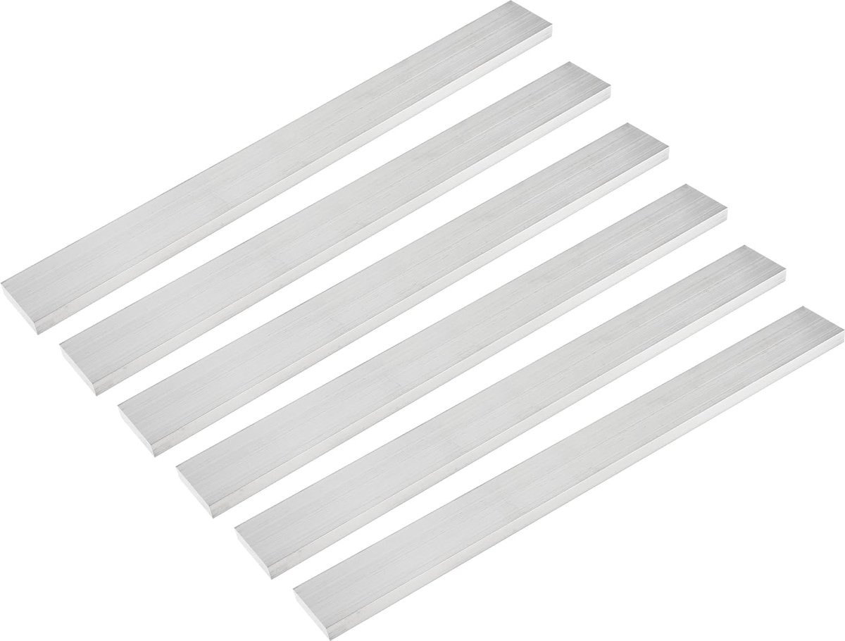 Dailygoods - 6 Stuks Aluminium Vierkante Platen 8mm Dikte - 30mm x 305mm